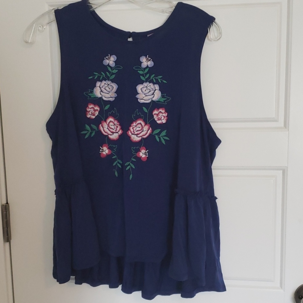 Worn once blue peplum tank top